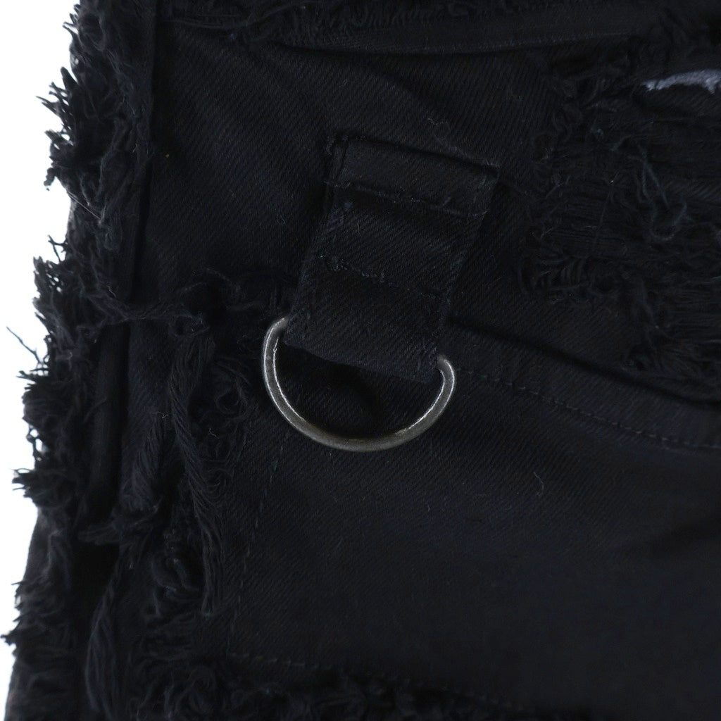 NO BRAND(ノーブランド) COPPER RIVET コッパーリベット クラッシュ加工 ストレート デニム スキニー パンツ ブラック