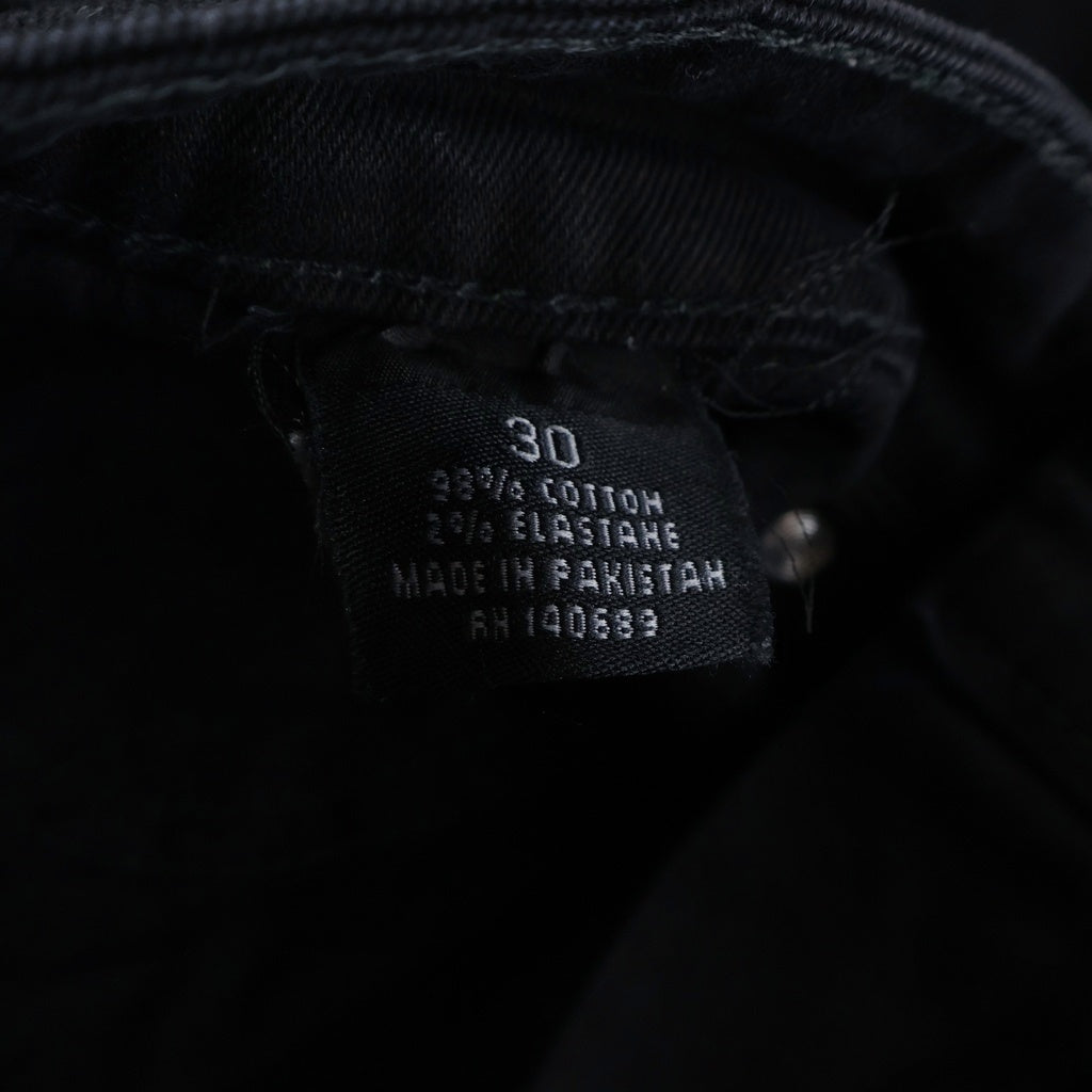 NO BRAND(ノーブランド) COPPER RIVET コッパーリベット クラッシュ加工 ストレート デニム スキニー パンツ ブラック