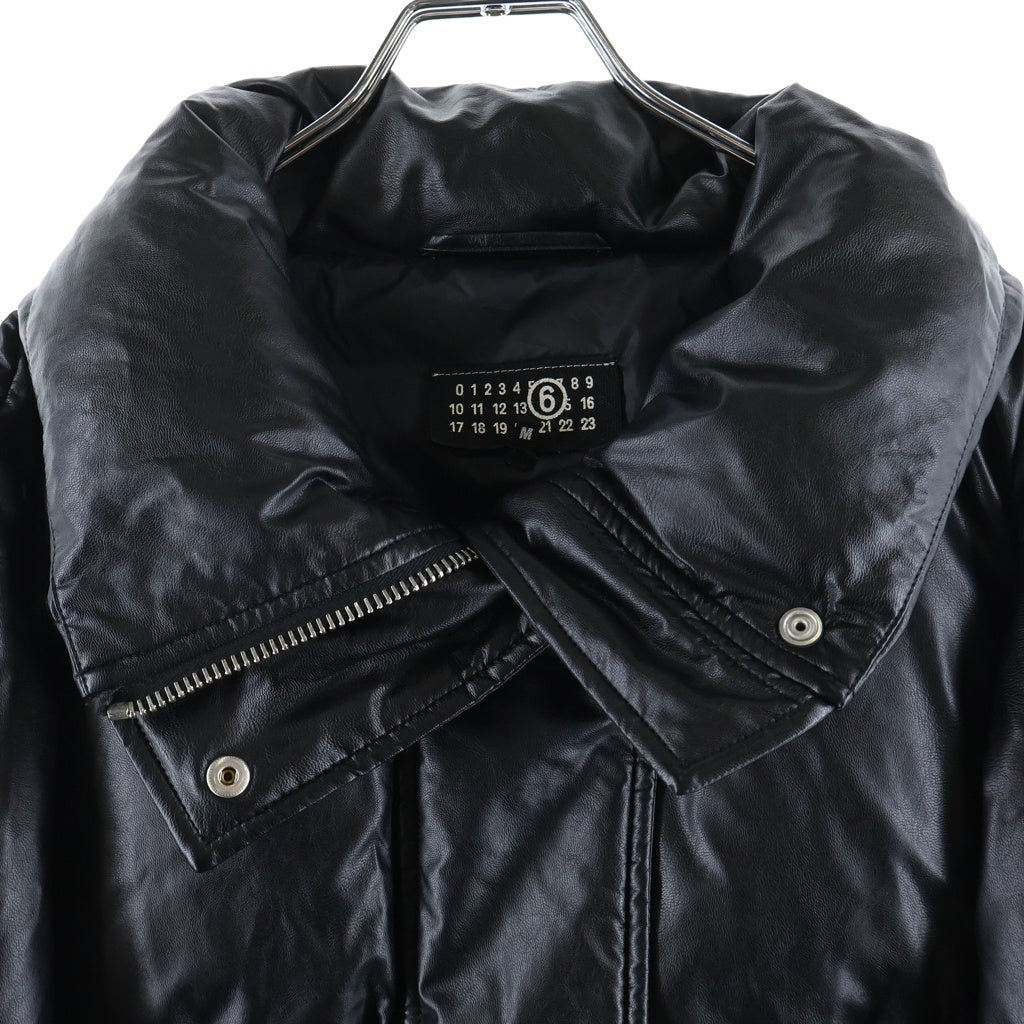 MM6 Maison Margiela(エムエムシックスメゾンマルジェラ) 24AW フェイクレザー ジップアップ ダウンジャケット ブラック S52AM0304
