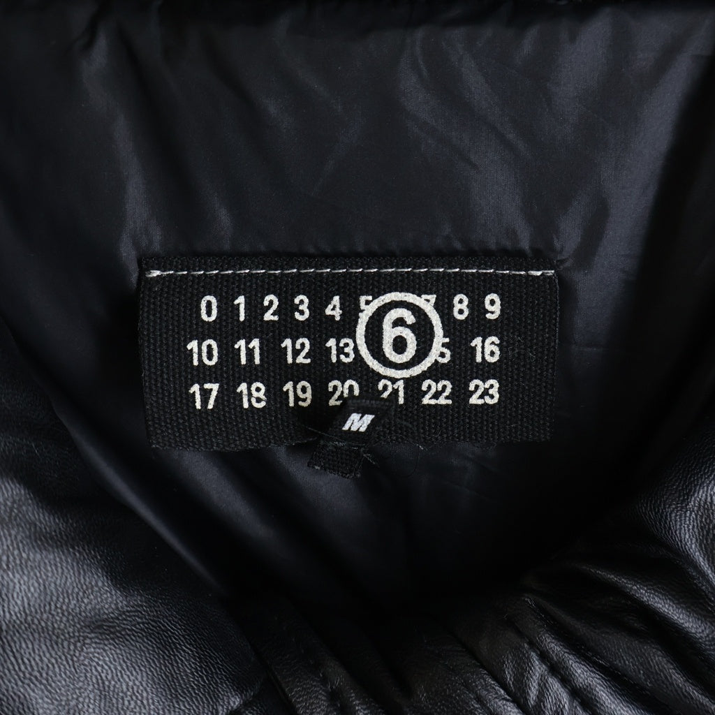 MM6 Maison Margiela(エムエムシックスメゾンマルジェラ) 24AW フェイクレザー ジップアップ ダウンジャケット ブラック S52AM0304
