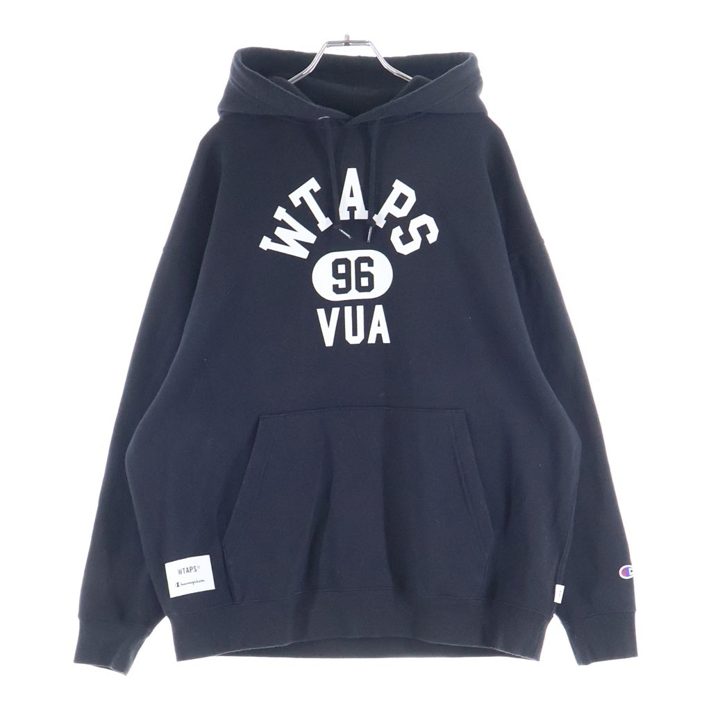 WTAPS(ダブルタップス) 24AW x Champion Academy Hooded チャンピオン アカデミー フーディー スウェット プルオーバーパーカー ブラック 242HBCHD-CSM04S