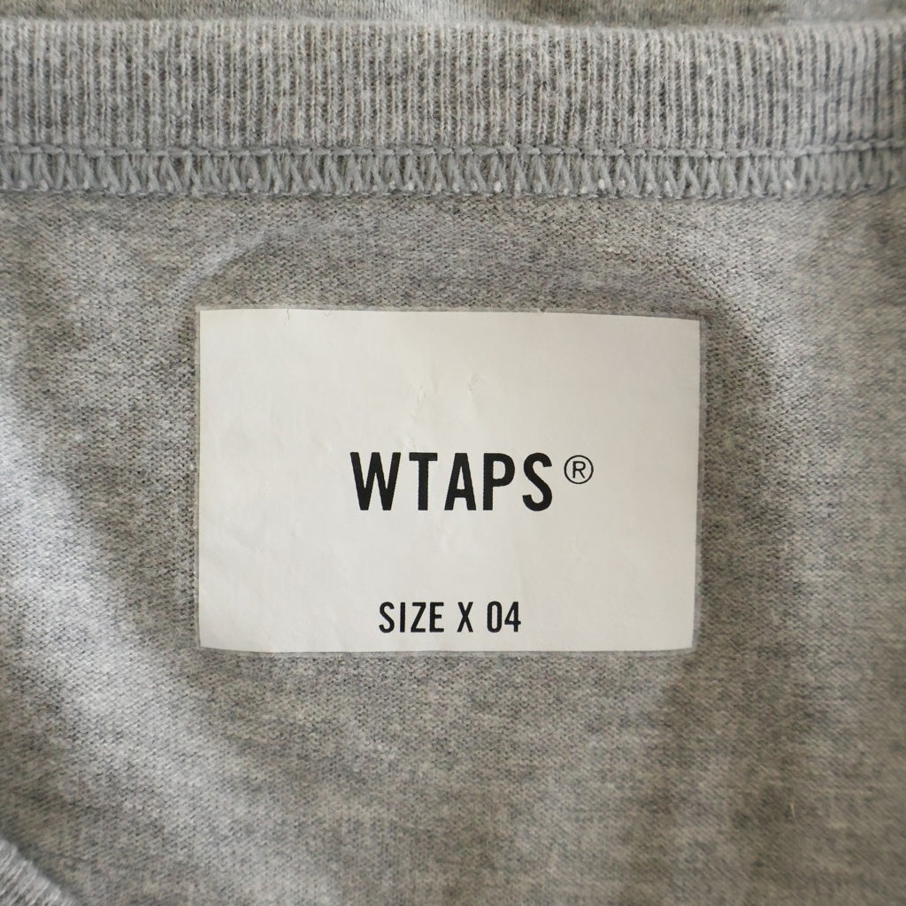 WTAPS(ダブルタップス) 23SS DESIGN 01 LS COTTON COLLEGE クルーネック ロゴプリント 長袖 Tシャツ グレー 231ATDT-CSM03