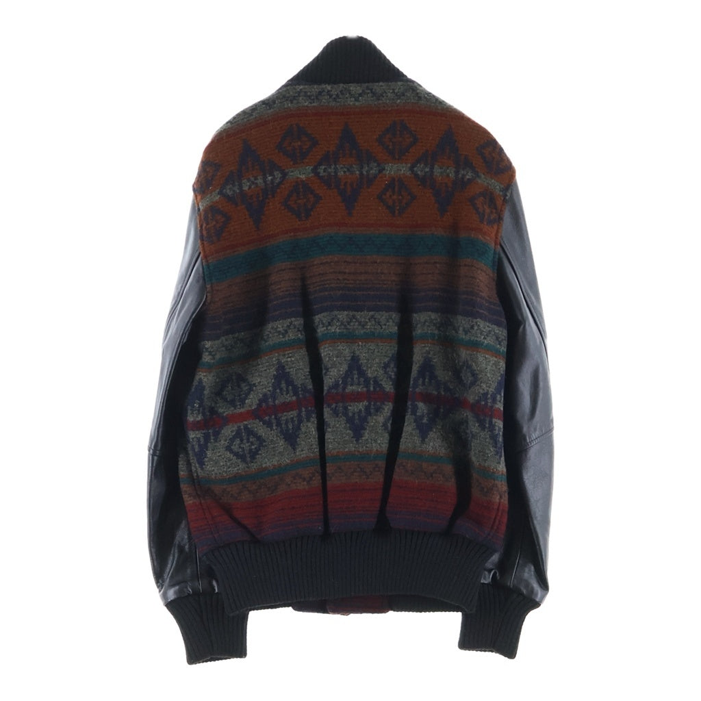 SCHOTT(ショット) Woolrich別注 切り替え ネイティブ柄 スナップ ボタン レザー ジャケット マルチカラー 7375