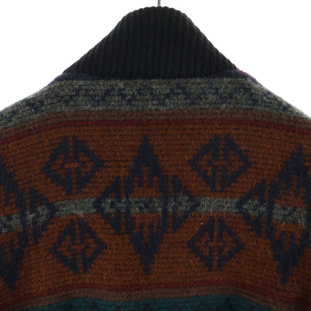 SCHOTT(ショット) Woolrich別注 切り替え ネイティブ柄 スナップ ボタン レザー ジャケット マルチカラー 7375