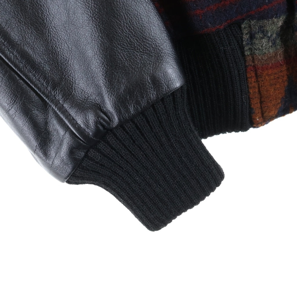 SCHOTT(ショット) Woolrich別注 切り替え ネイティブ柄 スナップ ボタン レザー ジャケット マルチカラー 7375
