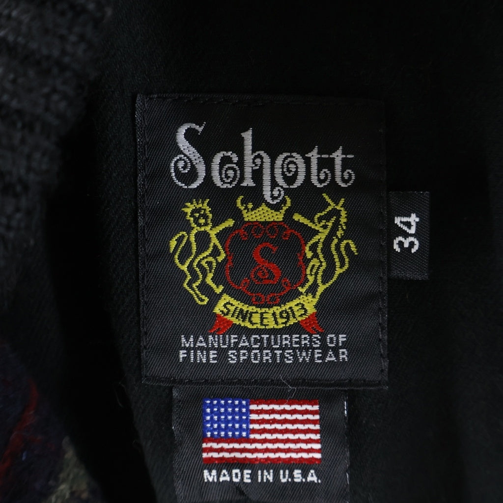 SCHOTT(ショット) Woolrich別注 切り替え ネイティブ柄 スナップ ボタン レザー ジャケット マルチカラー 7375