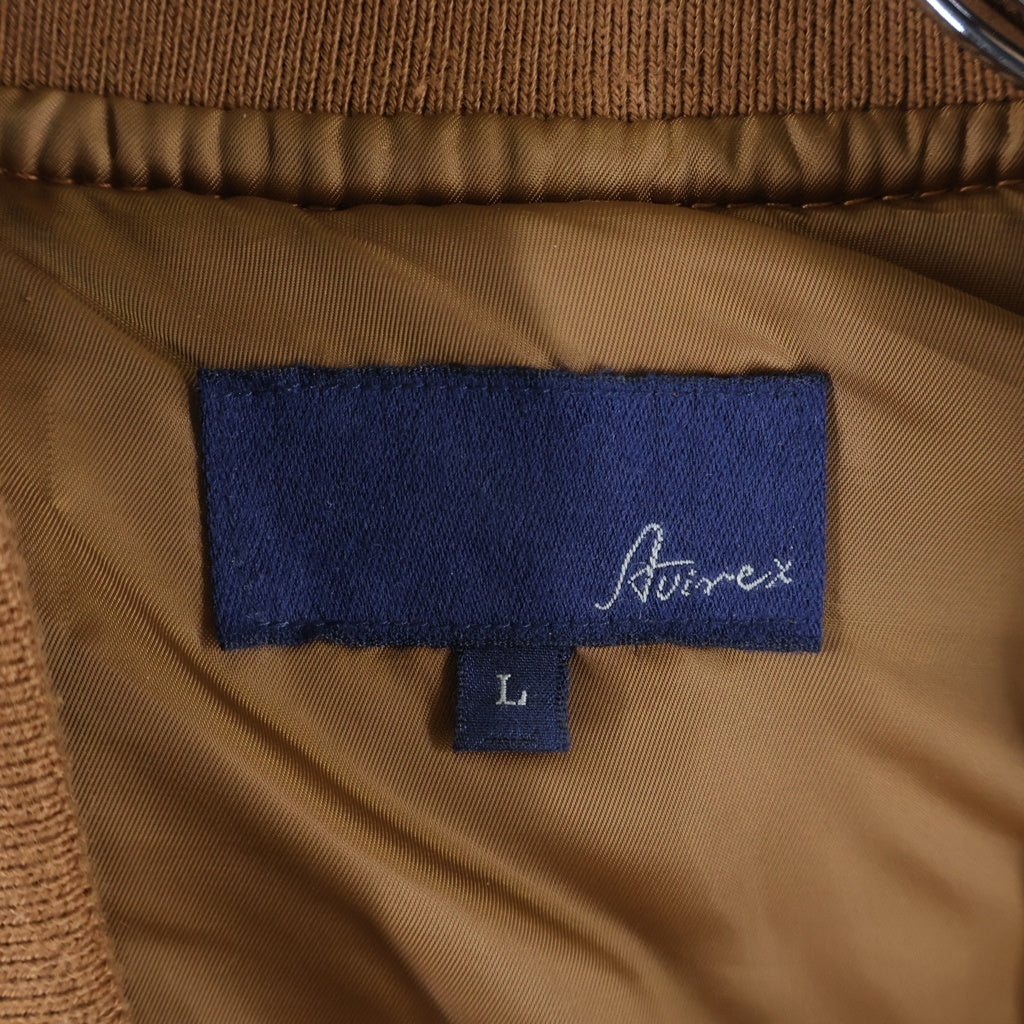 AVIREX(アヴィレックス) F-15 ストリークイーグル ロゴ パッチ 中綿 ジップアップ レザー ジャケット ブラウン 6251031