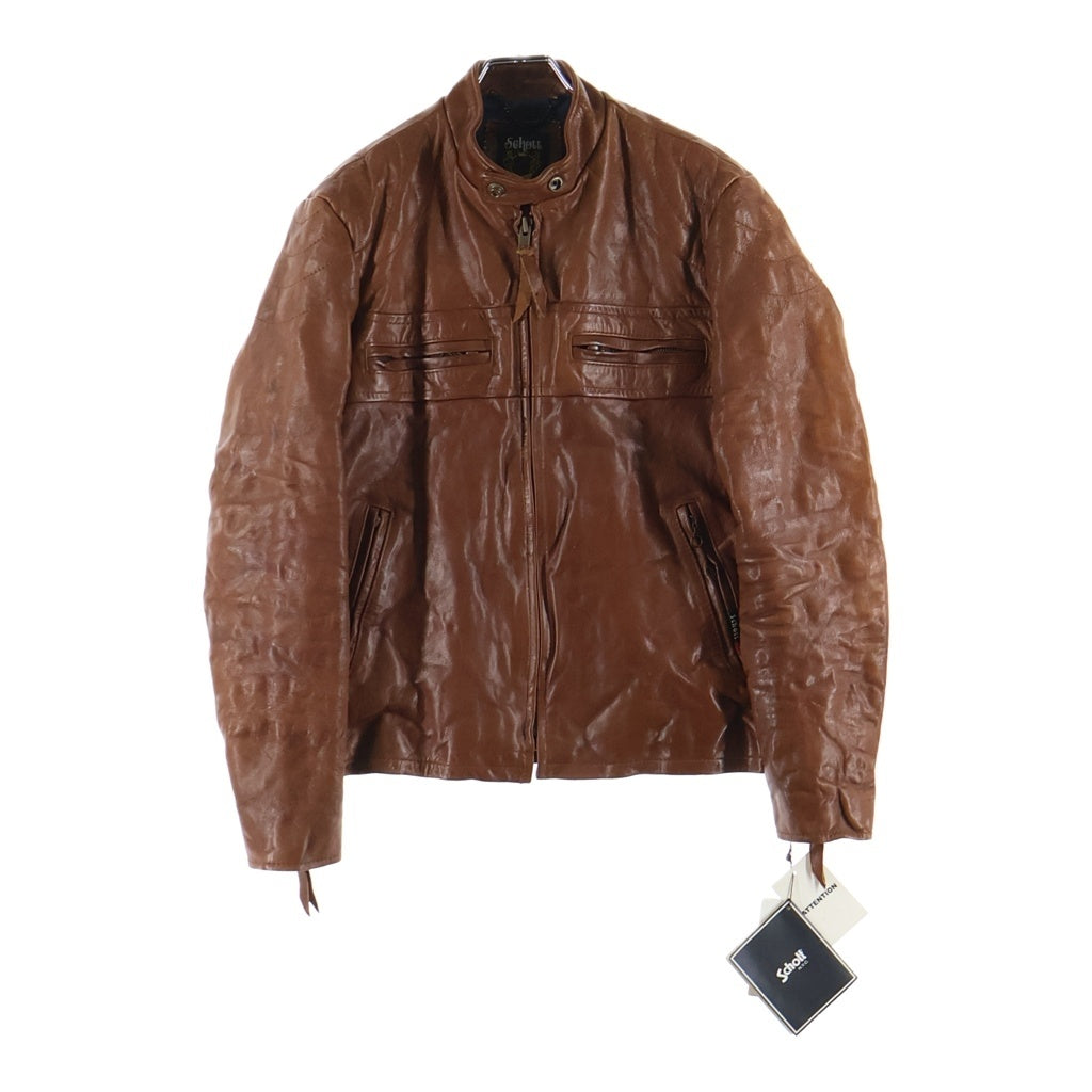 SCHOTT(ショット) LEATHER PADDED RIDERS JACKET ゴートスキン ジップ アップ レザー ライダース ジャケット ブラウン 3151036