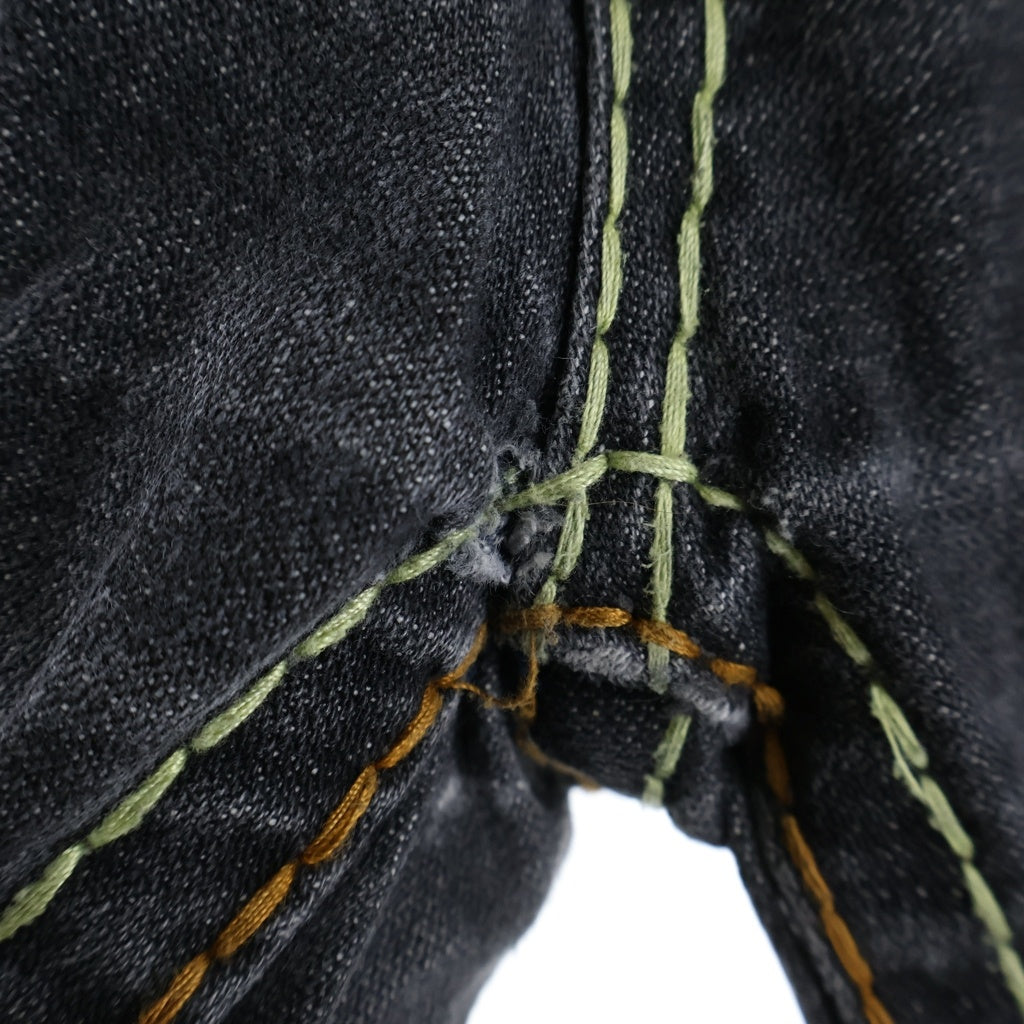 TRUE RELIGION(トゥルーレリジョン) JOEY SUPER T 5P ステッチストレートデニムパンツ ジーンズ ブラック 24-803MYBT