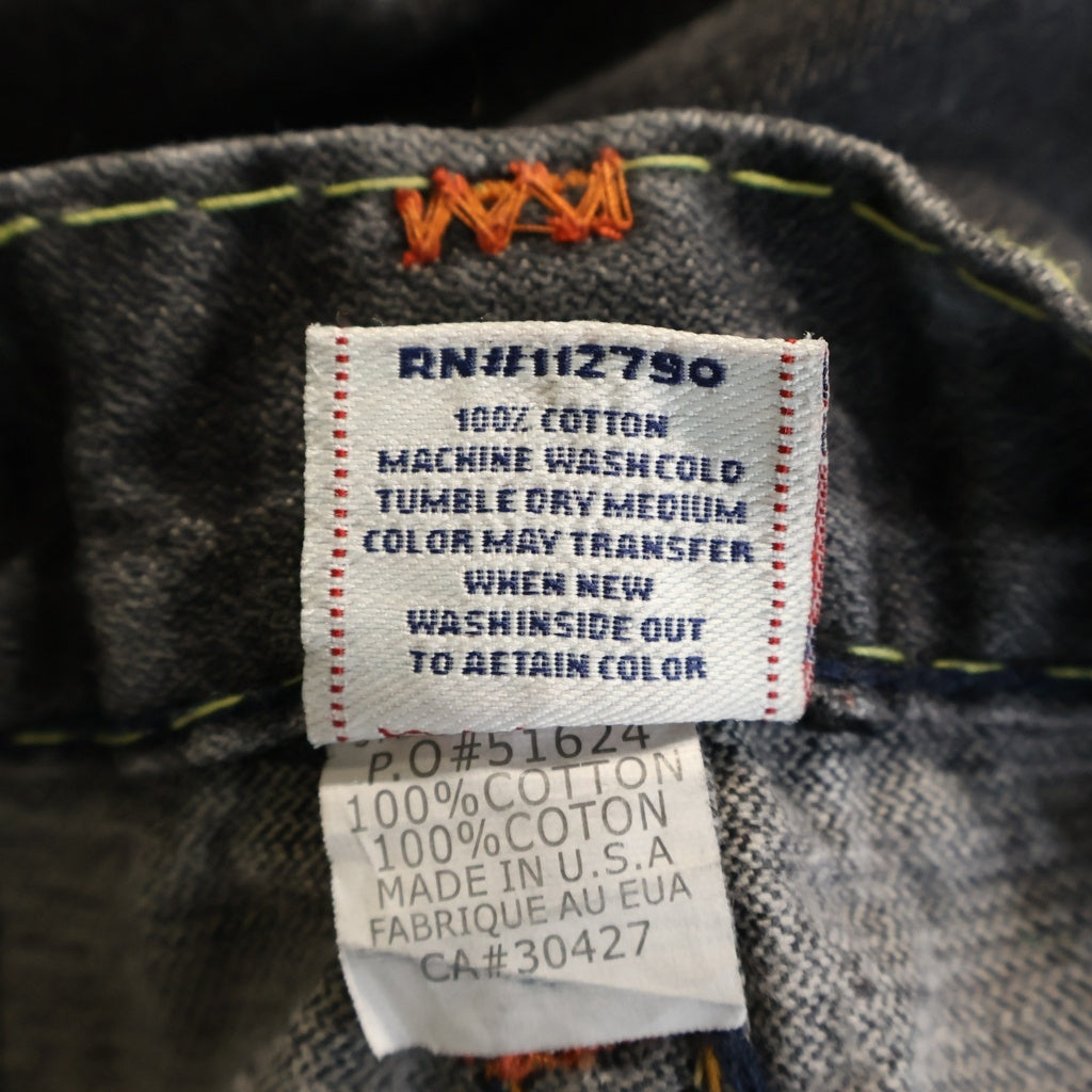 TRUE RELIGION(トゥルーレリジョン) JOEY SUPER T 5P ステッチストレートデニムパンツ ジーンズ ブラック 24-803MYBT