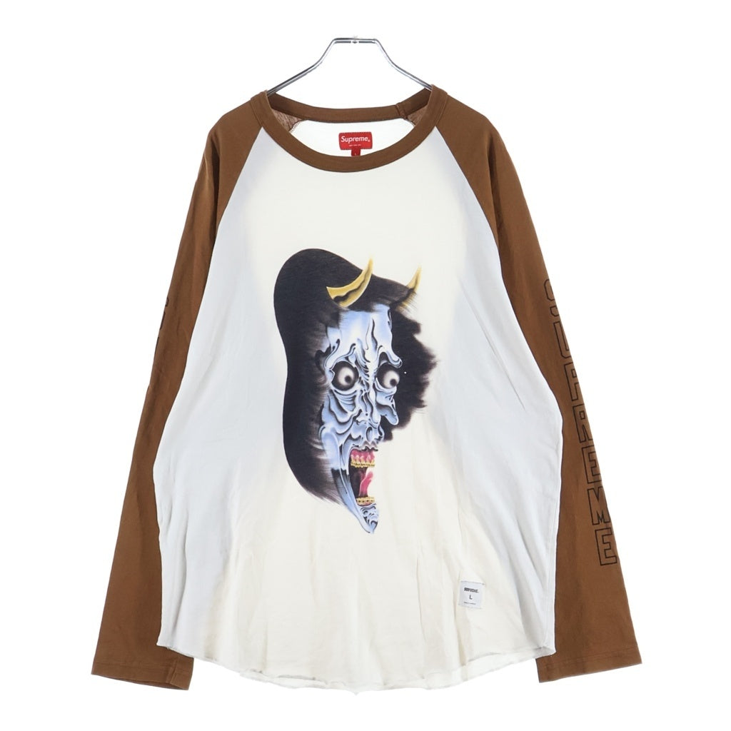 SUPREME(シュプリーム) 22AW Demon Raglan L/S Top デーモンプリント 長袖カットソー Tシャツ ホワイト/ブラウン