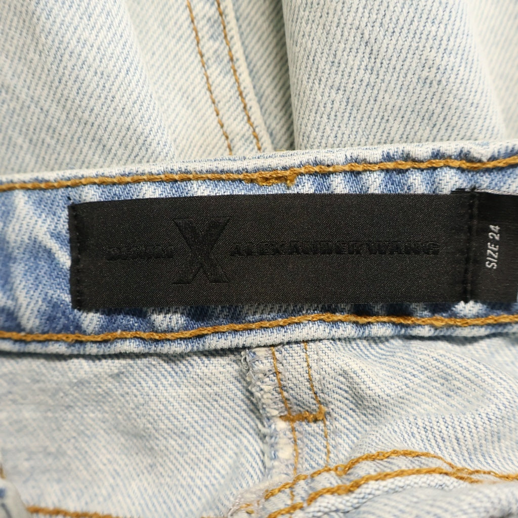 ALEXANDER WANG(アレキサンダーワン) レザーベルトループ デニム ロング スカート レディース ブルー 413908