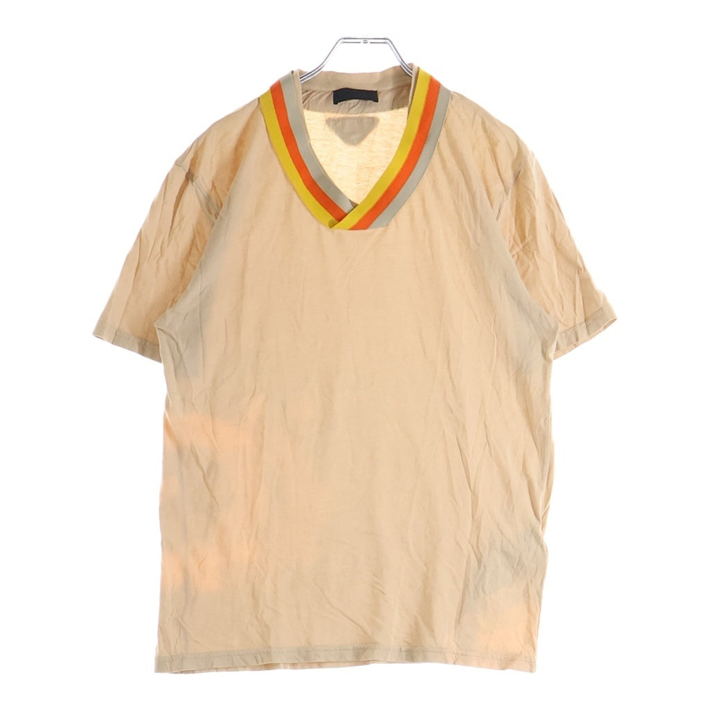 PRADA(プラダ) リブカラー 半袖カットソー Tシャツ ベージュ UJM694 1B39