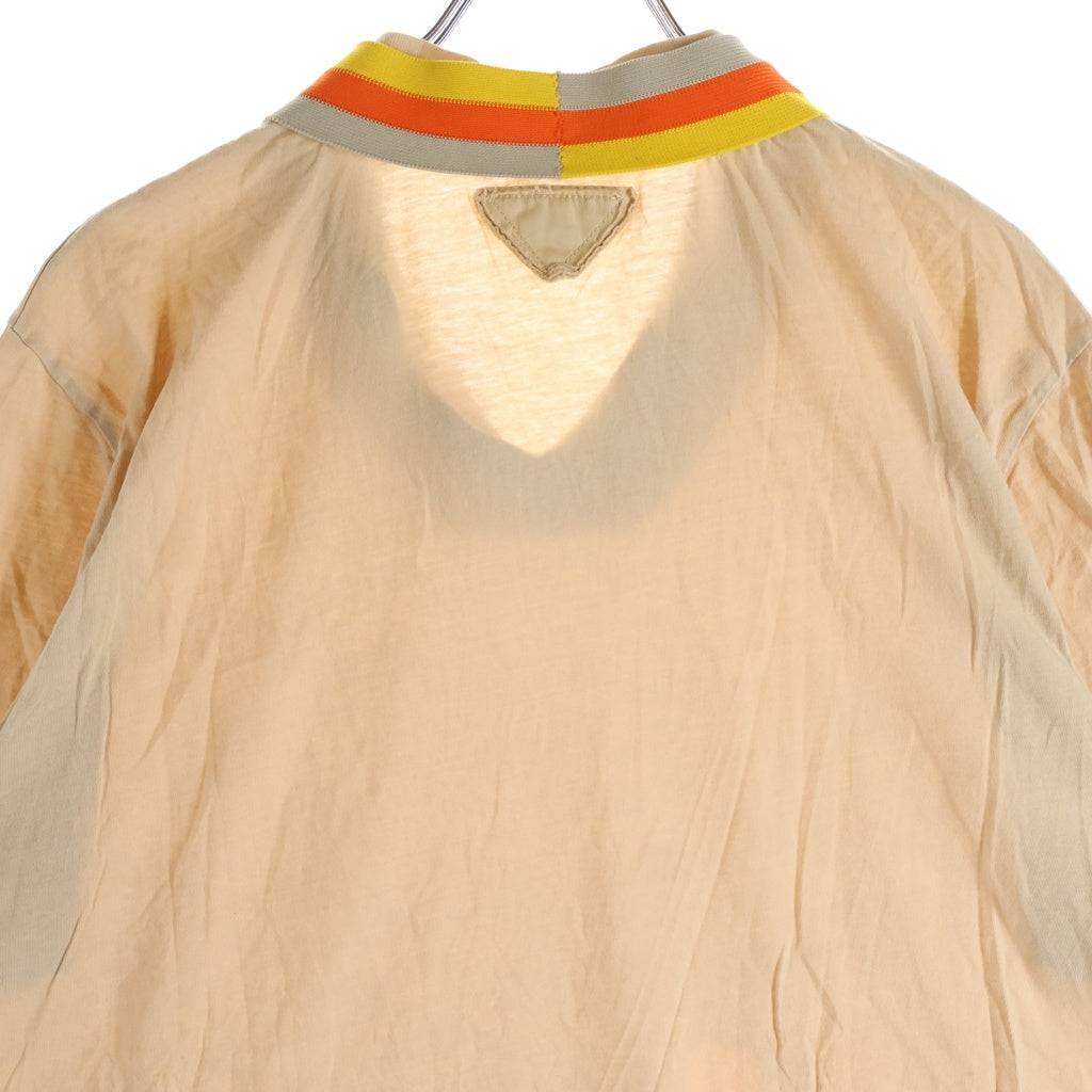 PRADA(プラダ) リブカラー 半袖カットソー Tシャツ ベージュ UJM694 1B39