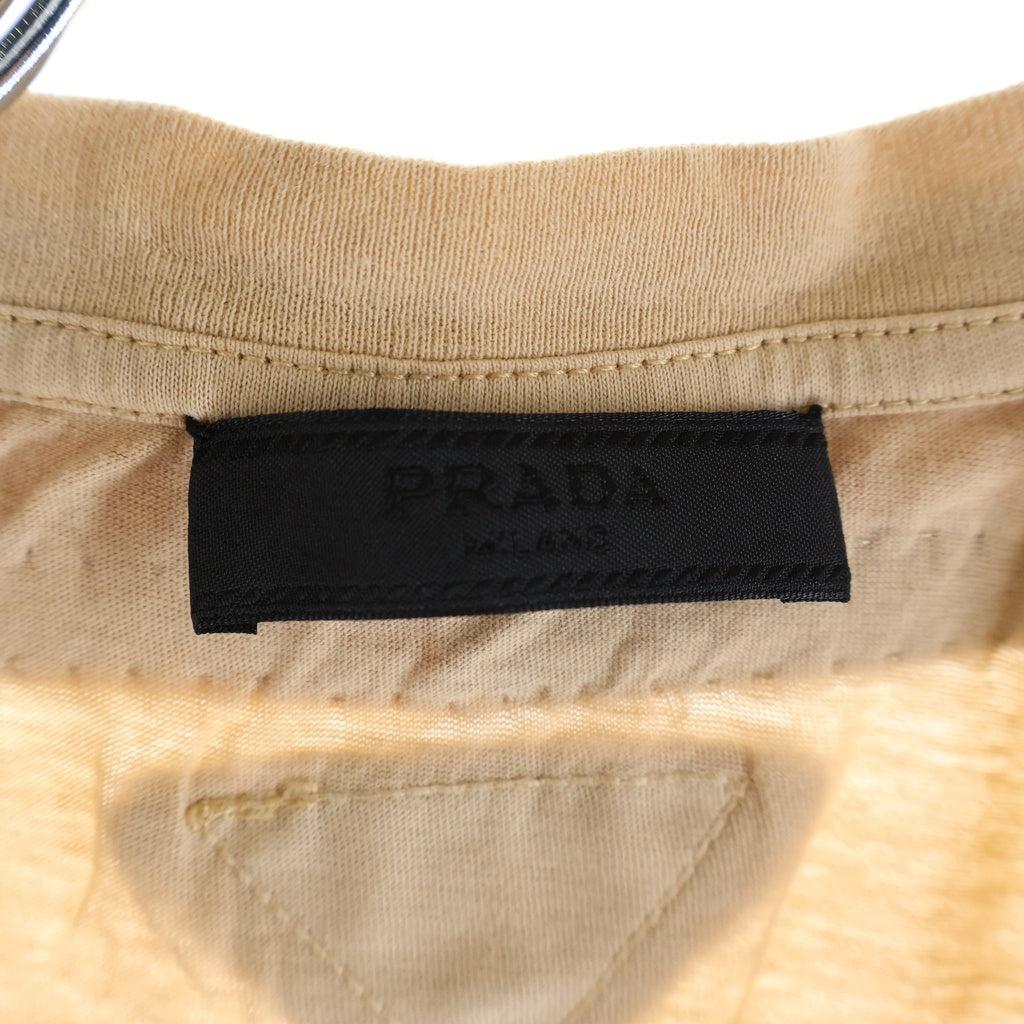PRADA(プラダ) リブカラー 半袖カットソー Tシャツ ベージュ UJM694 1B39