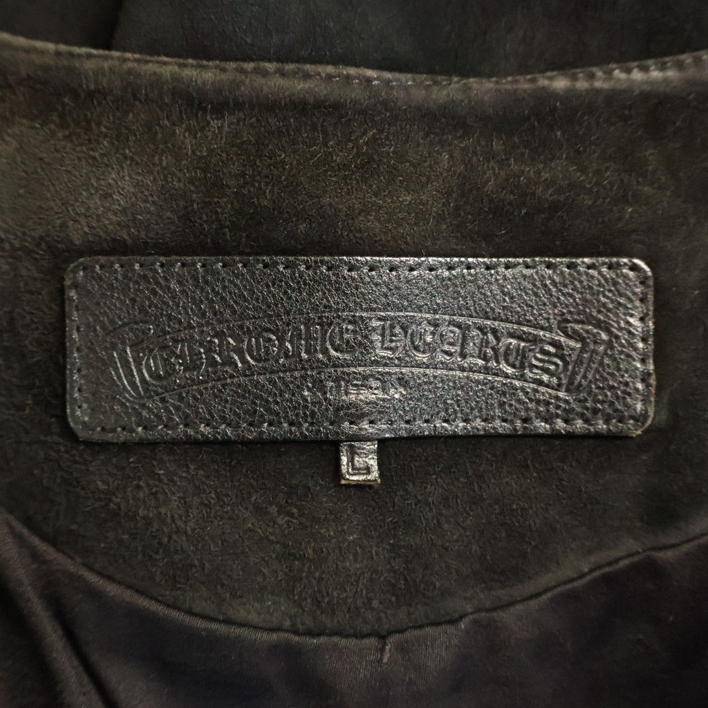 CHROME HEARTS(クロムハーツ) 8B L LNG BCK SUEDE 8 クロスボール ボタン スエードレザー ベスト ブラック