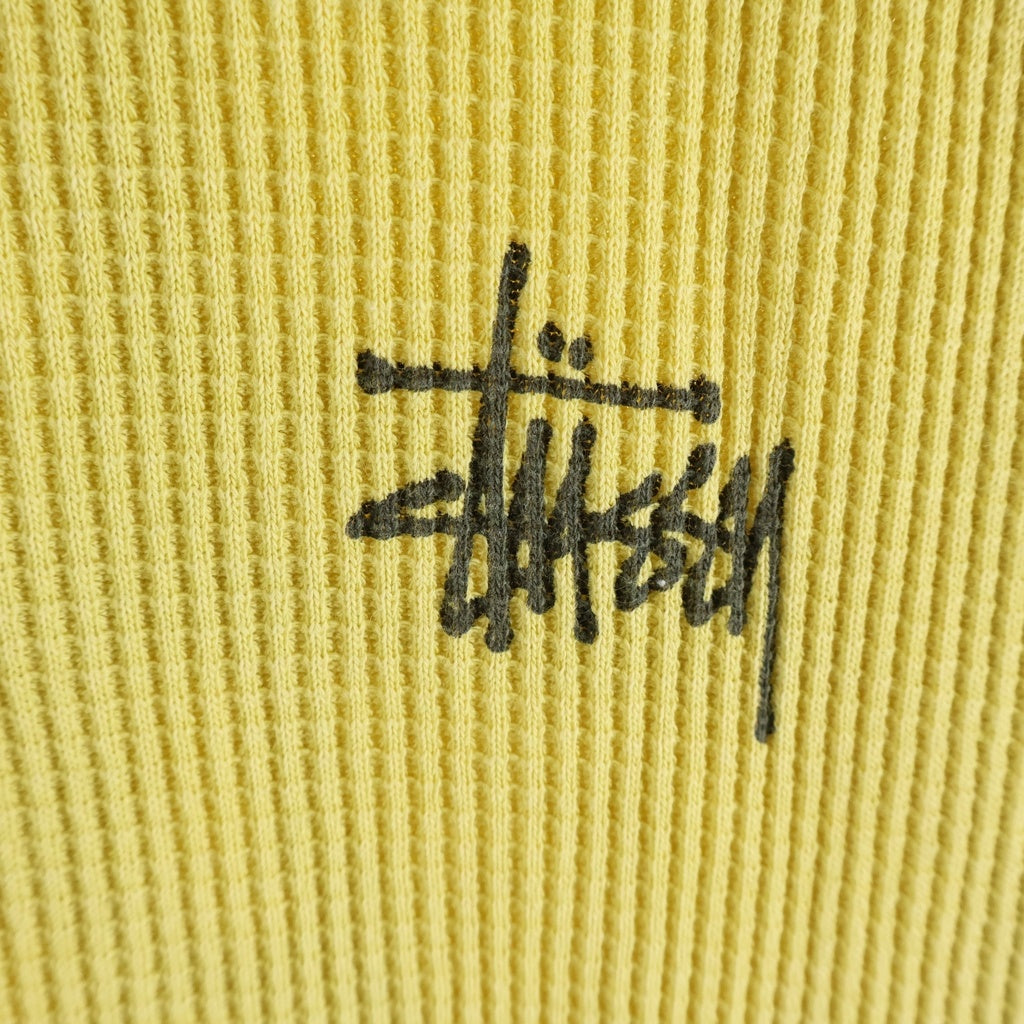 STUSSY(ステューシー) 2 Tone Thermal ロゴプリント ツートン バイカラー サーマル クルーネック ラグラン ロングスリーブ 長袖Tシャツ カットソー イエロー/ブルー 1140362