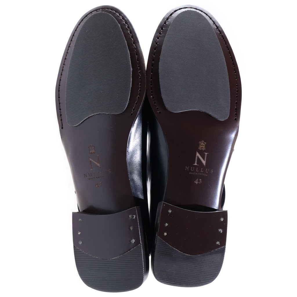 NO BRAND(ノーブランド) NULLUS ヌルス キャップトゥ クリスクロアス レザー ローファー ブラック