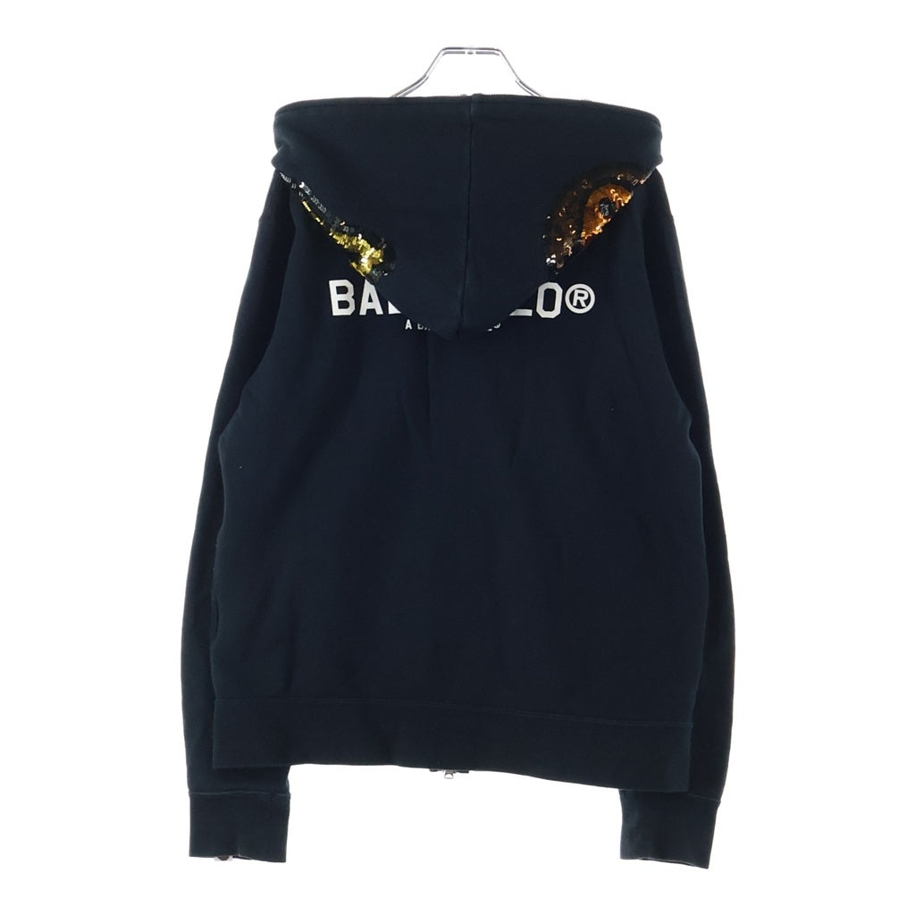 A BATHING APE(アベイシングエイプ) スパンコール ベビーマイロ ジップアップ フーディ パーカー ブラック 002ZPH802508L