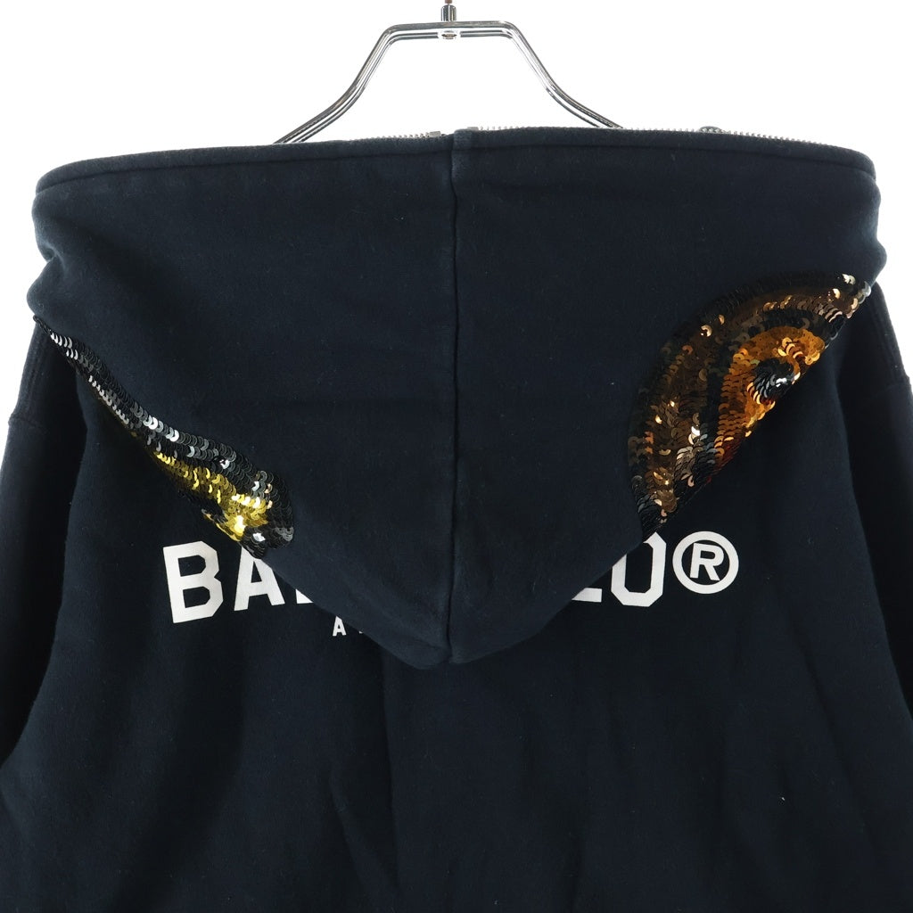 A BATHING APE(アベイシングエイプ) スパンコール ベビーマイロ ジップアップ フーディ パーカー ブラック 002ZPH802508L
