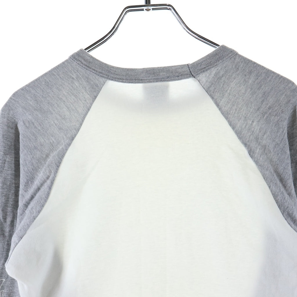 CHROME HEARTS(クロムハーツ) OLD FairyCross Neck logo L/S Tee オールド ネックロゴ フェアリークロスプリント長袖ラグランTシャツ グレー/ホワイト レディース