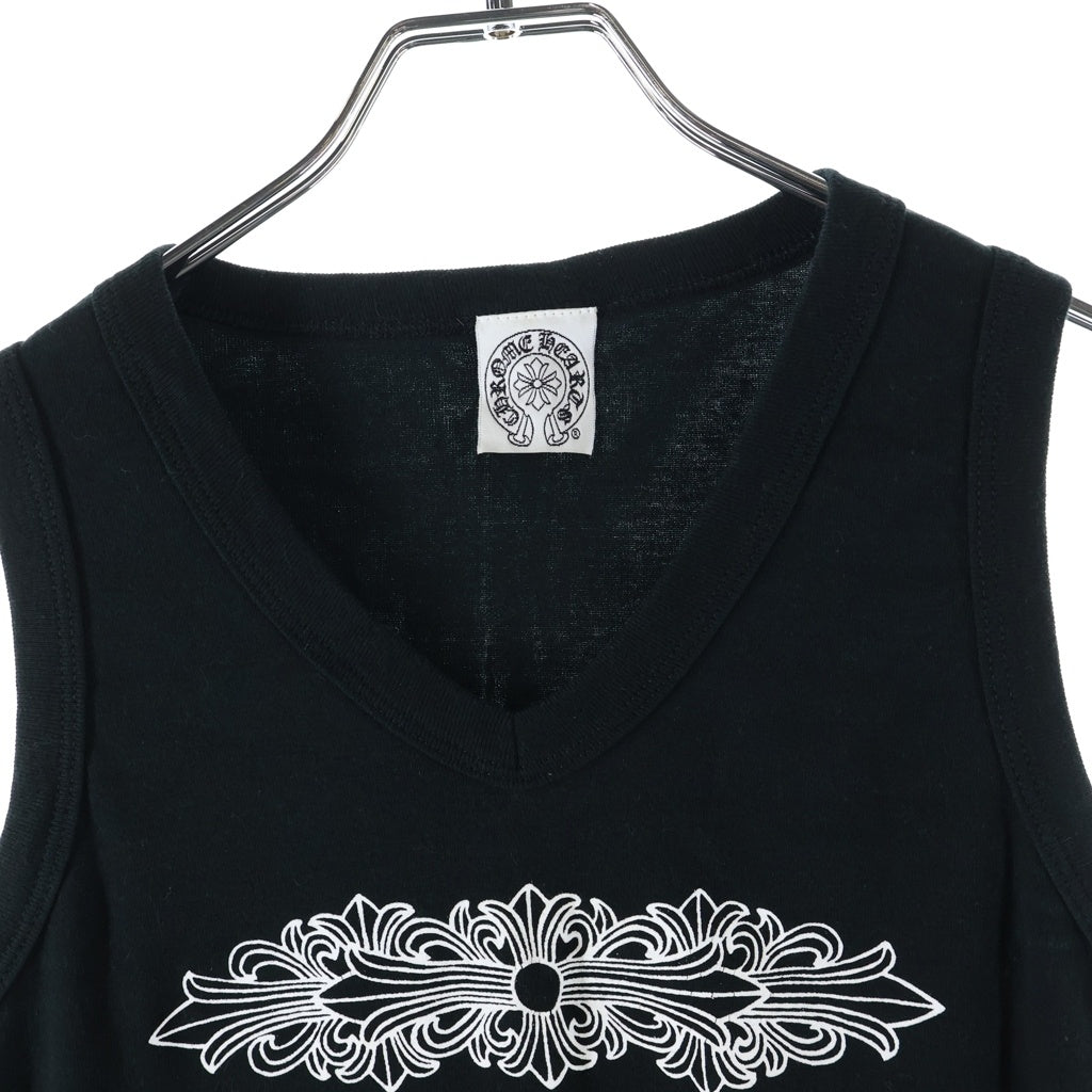 CHROME HEARTS(クロムハーツ) OLD フローラルクロスフロントプリント タンクトップ ブラック レディース