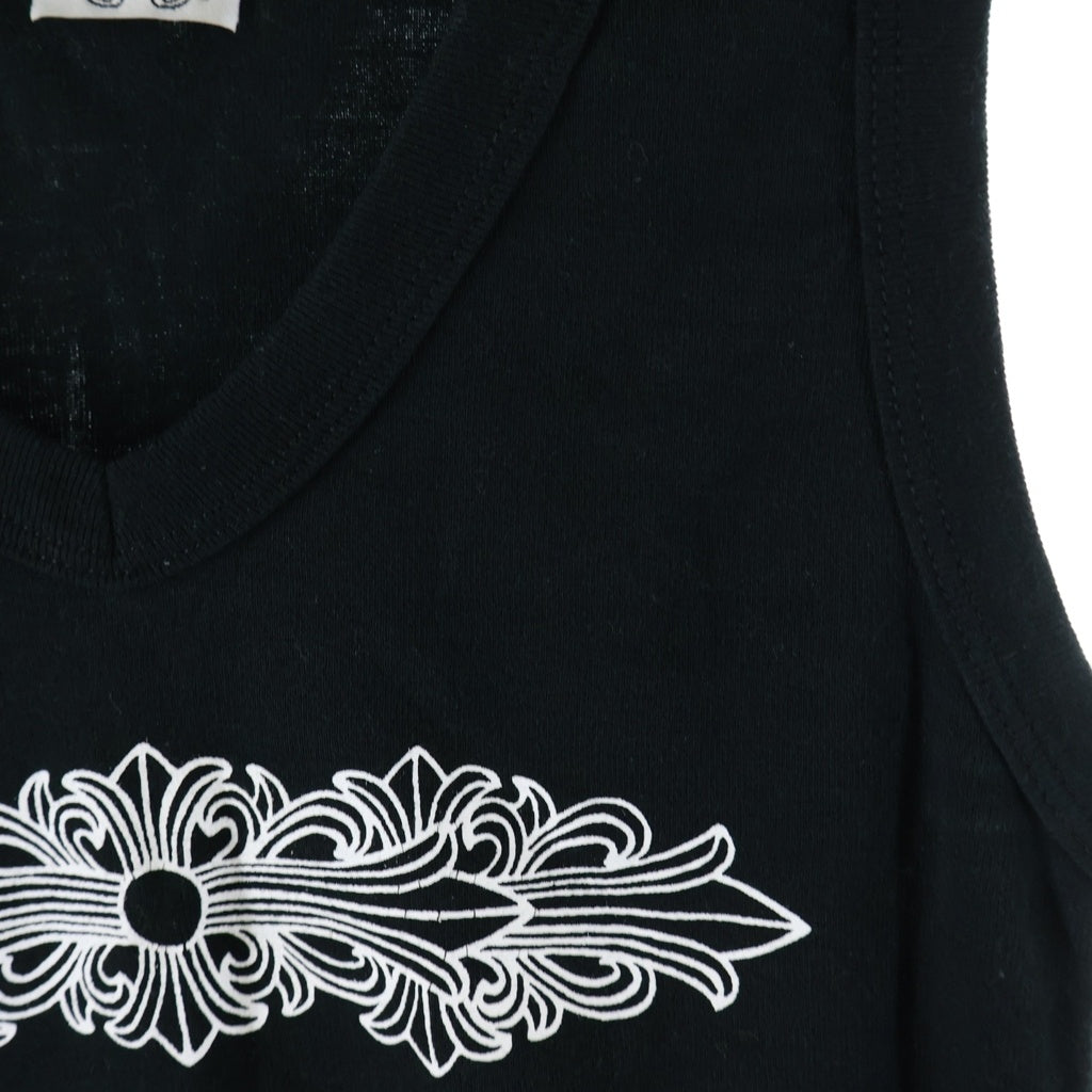CHROME HEARTS(クロムハーツ) OLD フローラルクロスフロントプリント タンクトップ ブラック レディース