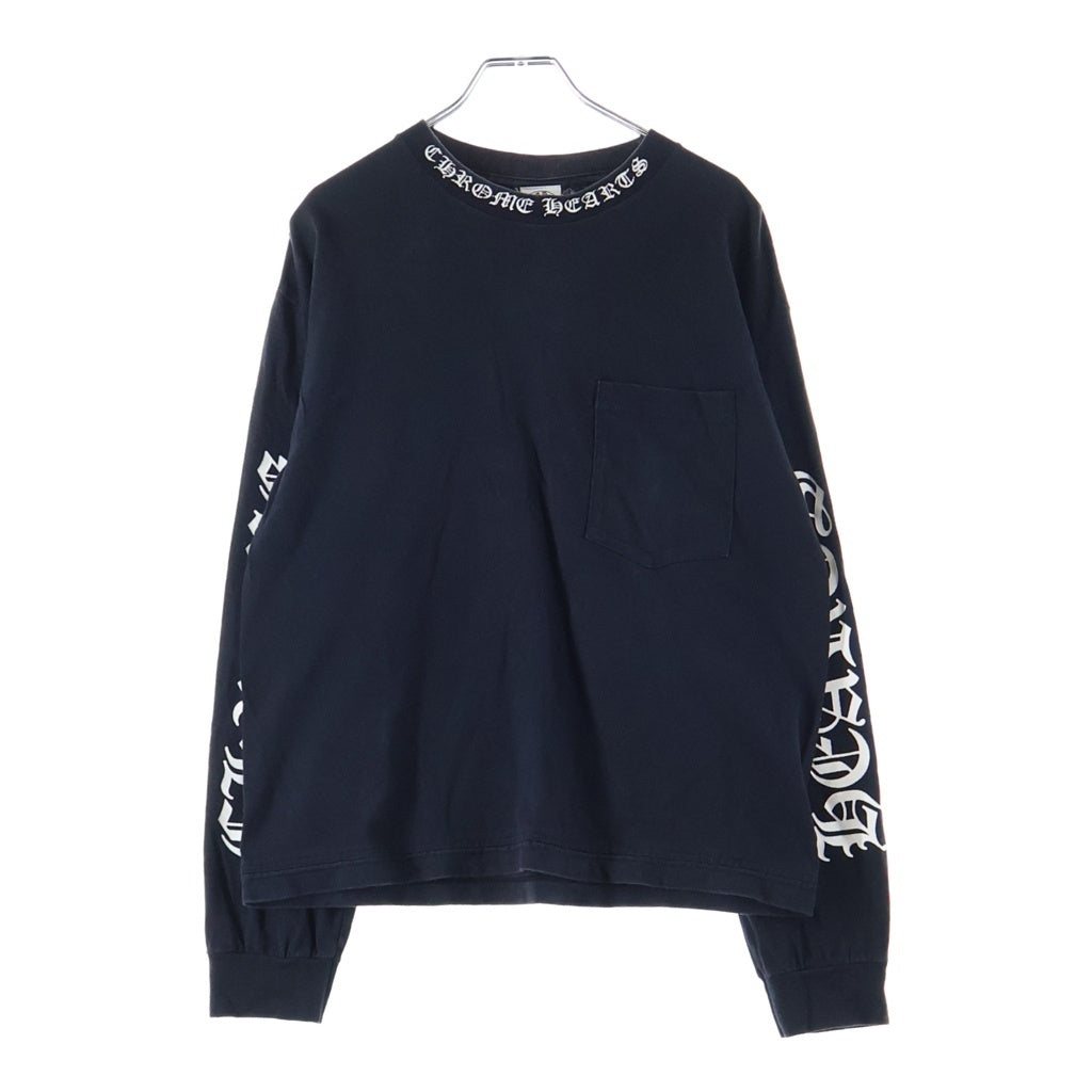 CHROME HEARTS(クロムハーツ) OLD オールド 袖英字ロゴ バックスクロールラベルプリント長袖Tシャツ ブラック レディース