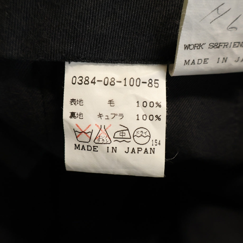 L.Q. Y's for men(エルキューワイズフォーメン) 80S～90S ウール ワイド ツータック パンツ ブラック 0384-08-100-85