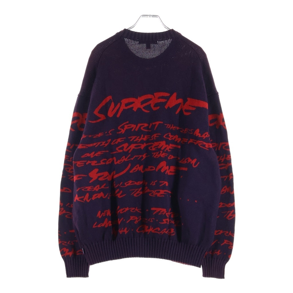 SUPREME(シュプリーム) 24SS Futura Sweater ロゴ プリント 総柄 クルーネック ニット セーター パープル