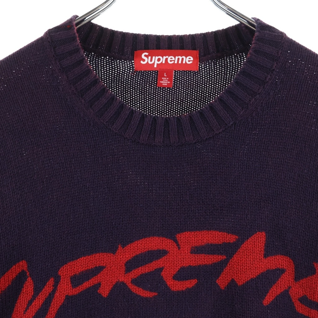 SUPREME(シュプリーム) 24SS Futura Sweater ロゴ プリント 総柄 クルーネック ニット セーター パープル
