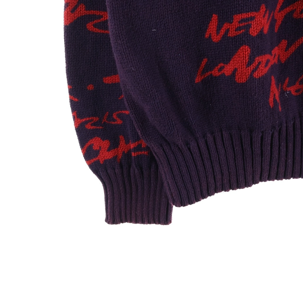SUPREME(シュプリーム) 24SS Futura Sweater ロゴ プリント 総柄 クルーネック ニット セーター パープル