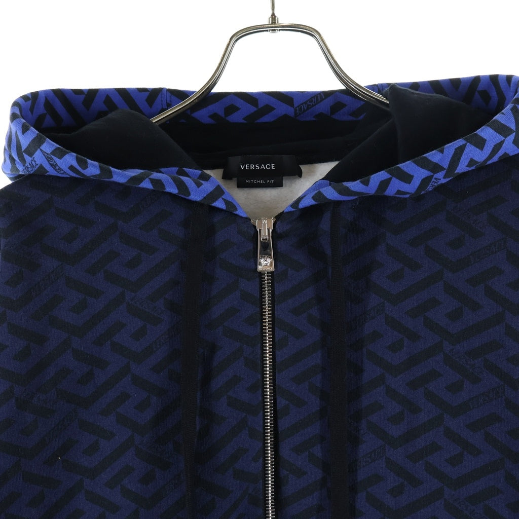 GIANNI VERSACE(ジャンニ ヴェルサーチ) La Greca ラ グレカ ジップアップ スウェット フーディ パーカーブルー 1004028