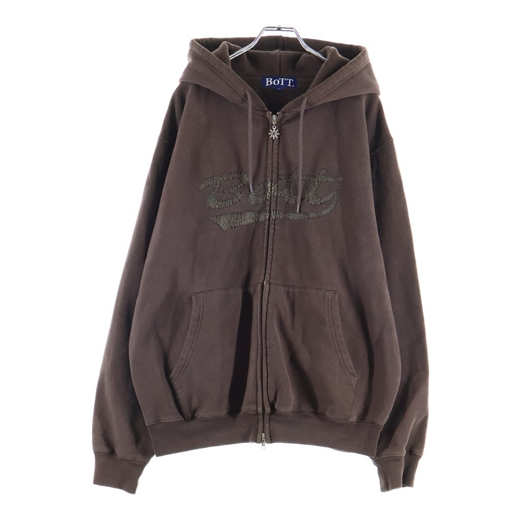 BoTT(ボット) Washed Script Logo Zip Hoodie 251BoTT25 ウォッシュドスクリプトロゴジップフーディ ブラウン