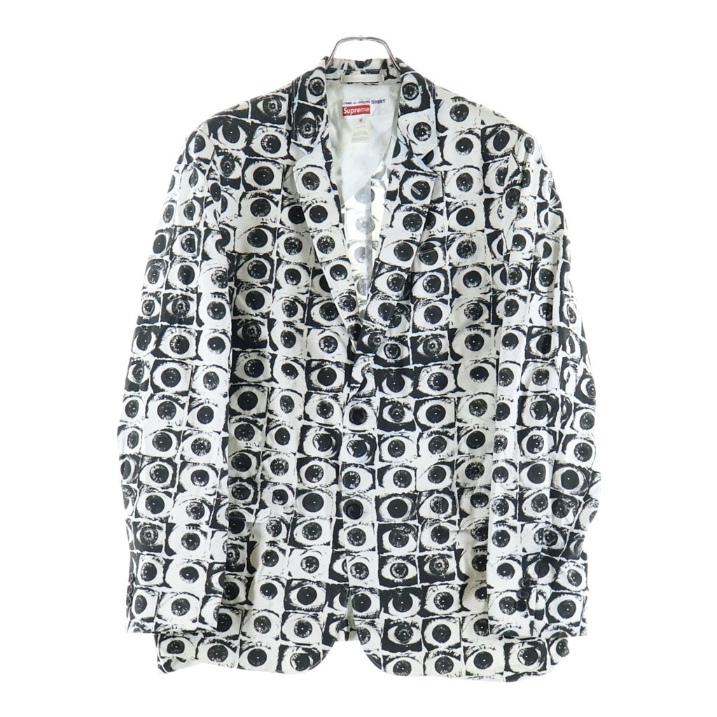 SUPREME(シュプリーム) 17SS ×COMME des GARCONS SHIRT EYE PRINT JACKET ×コム デ ギャルソン・シャツ アイズグラフィックテーラードジャケット ブラック/ホワイト SU1SS17