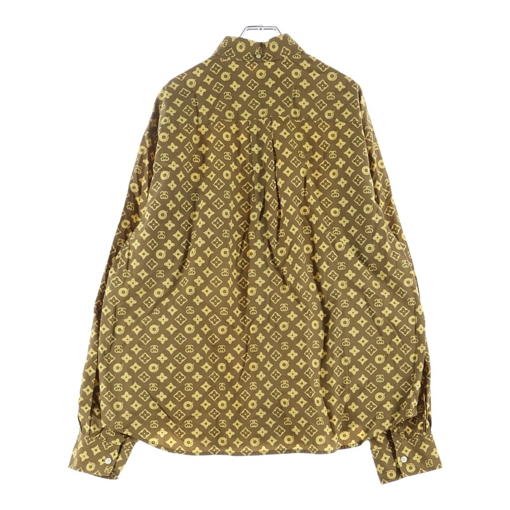 STUSSY(ステューシー) 90sオールド SSリンク モノグラム ボタンダウン 長袖シャツ ブラウン