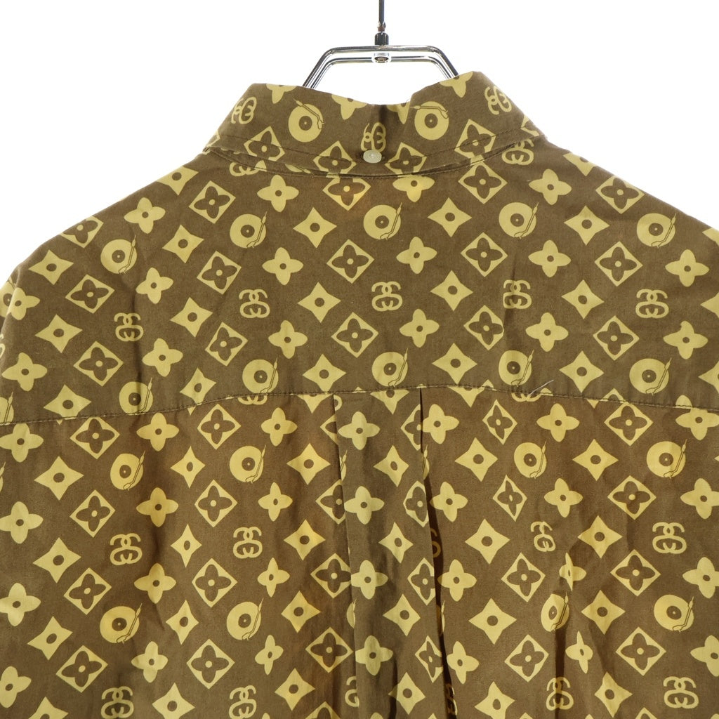 STUSSY(ステューシー) 90sオールド SSリンク モノグラム ボタンダウン 長袖シャツ ブラウン