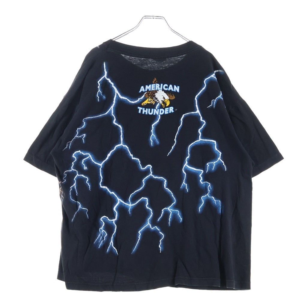 VINTAGE(ヴィンテージ) 90s AMERICAN THUNDER アメリカサンダー ブラックパンサー グラフィックプリント半袖Tシャツ カットソー ブラック