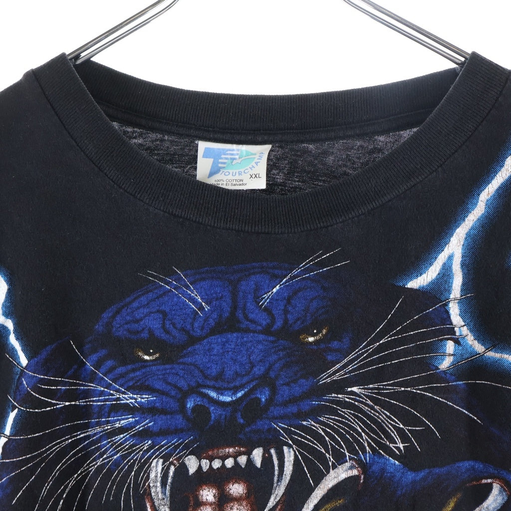 VINTAGE(ヴィンテージ) 90s AMERICAN THUNDER アメリカサンダー ブラックパンサー グラフィックプリント半袖Tシャツ カットソー ブラック