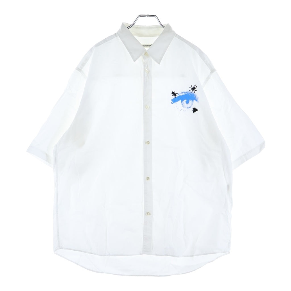 UNDERCOVER(アンダーカバー) 24SS Coブロード半袖シャツ eye BUG em グラフィック プリント エンブロイド 半袖 シャツ ホワイト UP1D4405