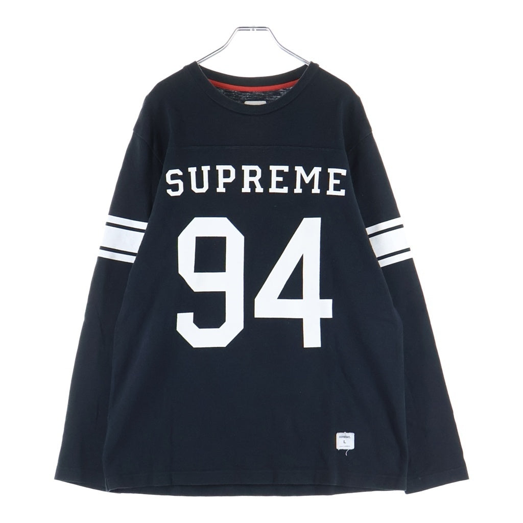 SUPREME(シュプリーム) 08AW L/S Football Top ロゴ プリント ロングスリーブ 長袖 Tシャツ カットソー ブラック