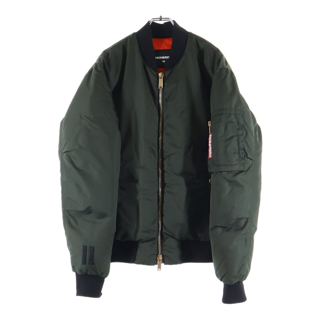 DSQUARED2(ディースクエアード) Down Bomber Jacket ジップアップ ダウンボンバージャケット オリーブ S79AM0010
