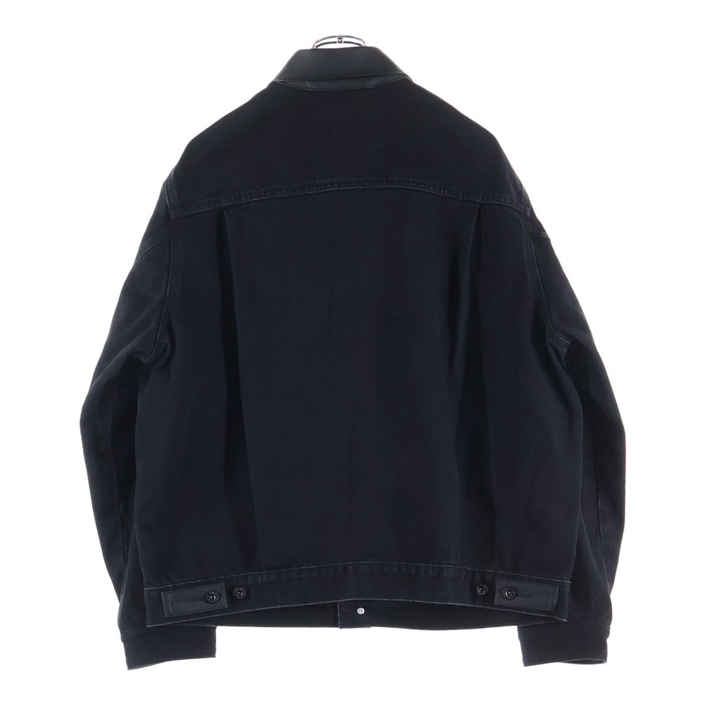 Levi's premium(リーバイスプレミアム) EDIFICE 別注 2nd Type 襟レザー トラッカーデニムジャケット ブラック 007X7-0000