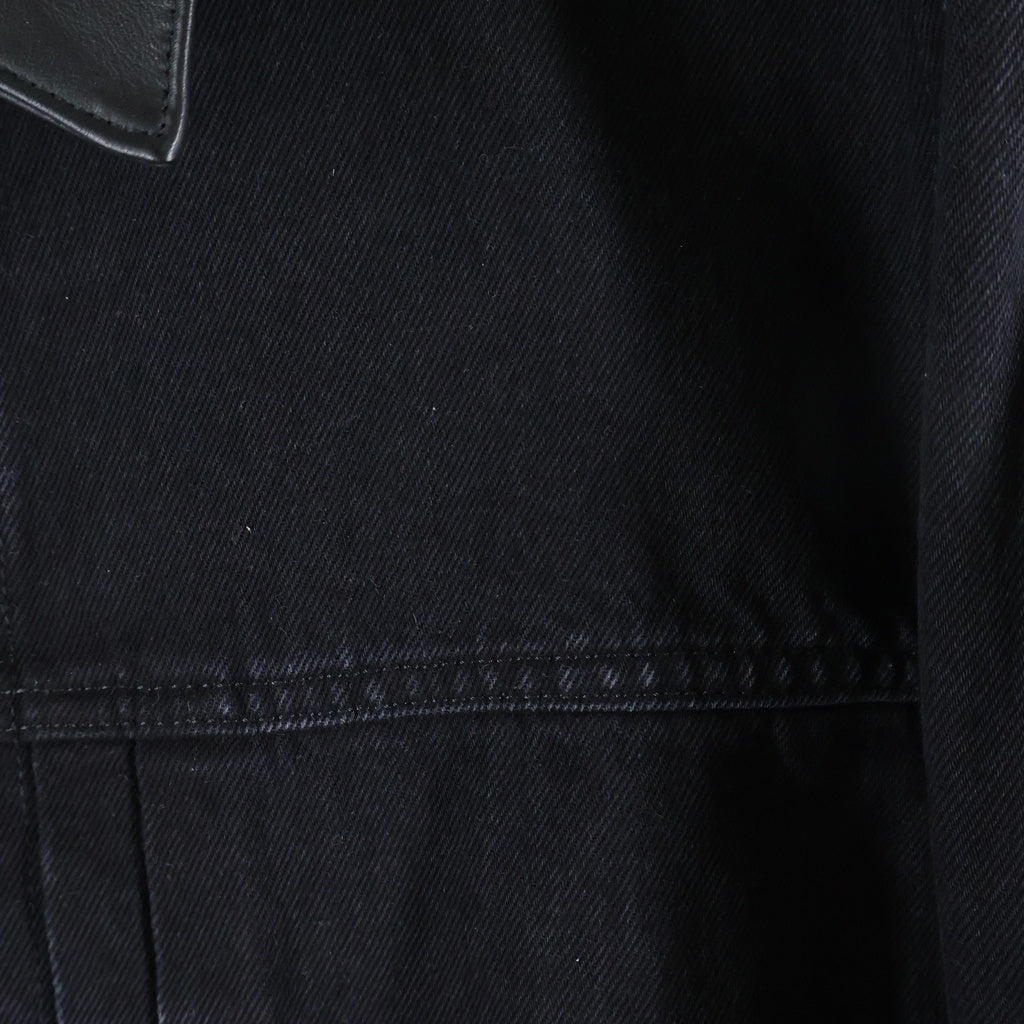 Levi's premium(リーバイスプレミアム) EDIFICE 別注 2nd Type 襟レザー トラッカーデニムジャケット ブラック 007X7-0000