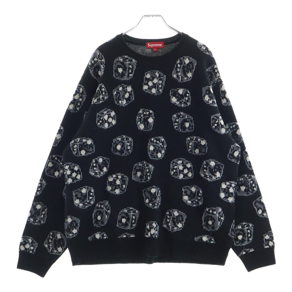 SUPREME(シュプリーム) 22AW Dice Sweater ダイスグラフィックデザイン クルーネックニット セーター ブラック