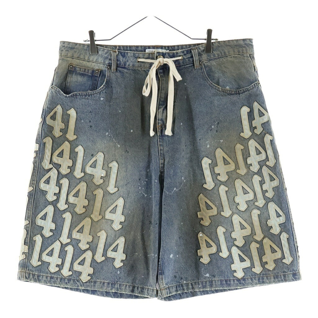 NO BRAND(ノーブランド) Vale Lives Forever ヴェイル・ライブス・フォーエバー Jorts Lucky Charm レザーパッチ デニムショーツ インディゴ