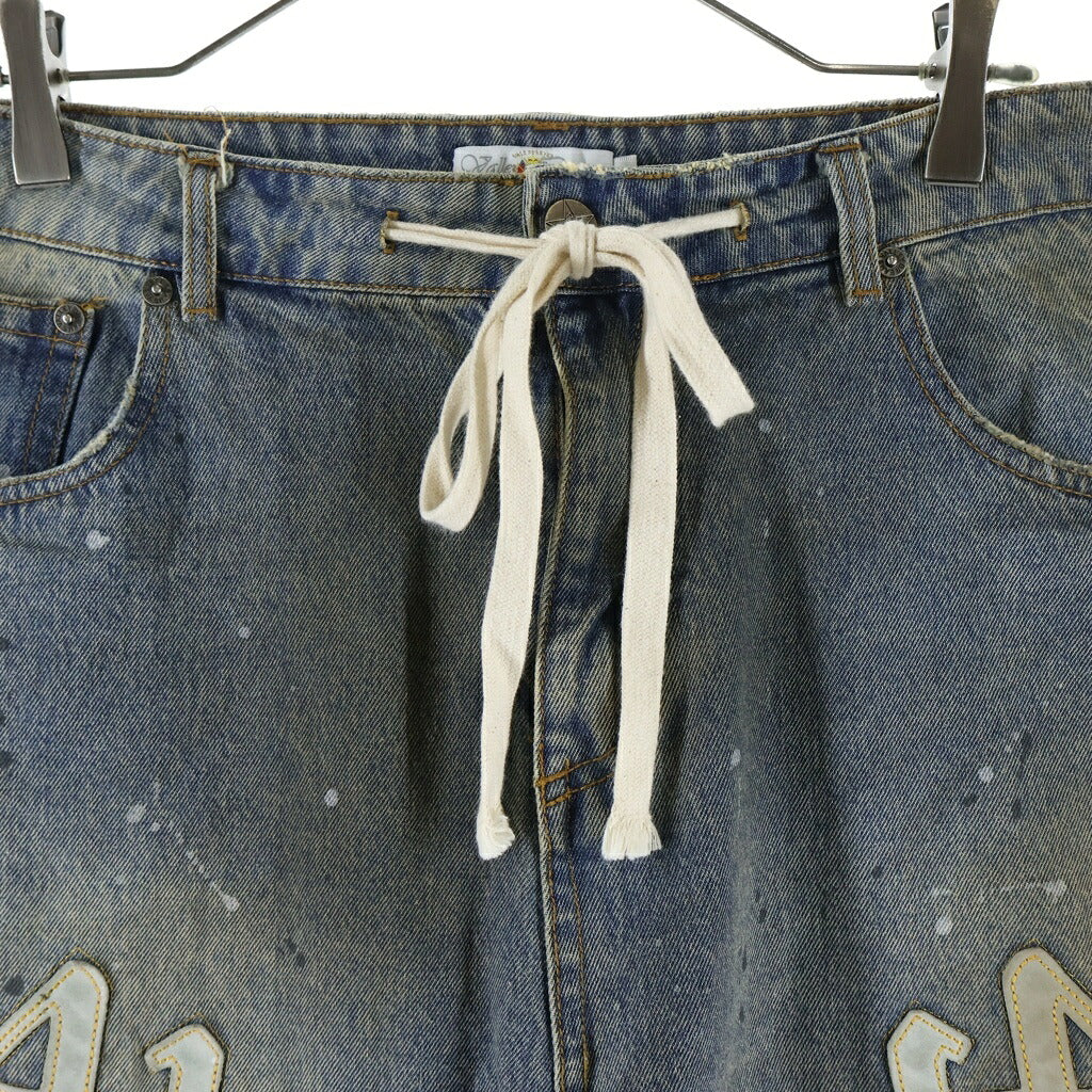 NO BRAND(ノーブランド) Vale Lives Forever ヴェイル・ライブス・フォーエバー Jorts Lucky Charm レザーパッチ デニムショーツ インディゴ