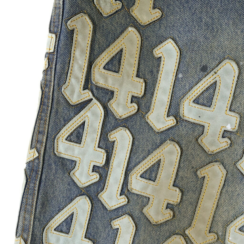 NO BRAND(ノーブランド) Vale Lives Forever ヴェイル・ライブス・フォーエバー Jorts Lucky Charm レザーパッチ デニムショーツ インディゴ