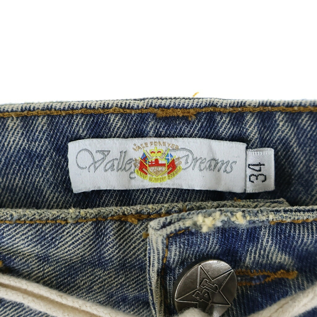 NO BRAND(ノーブランド) Vale Lives Forever ヴェイル・ライブス・フォーエバー Jorts Lucky Charm レザーパッチ デニムショーツ インディゴ