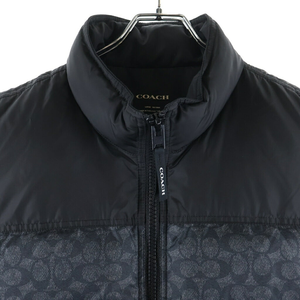 COACH(コーチ) シグネチャーロゴデザイン マルチポケット ダウンベスト ブラック CU801 サイズL